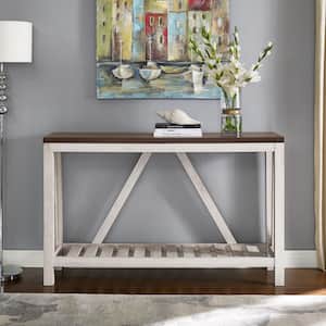 52 in. White Oak/Brown Standard Rectangle Wood Console Table with Storage