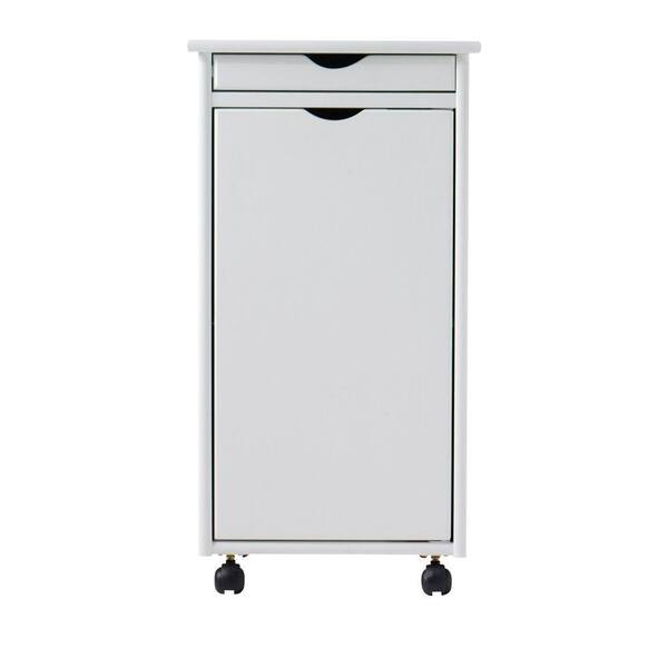 Home Decorators Collection Stanton 15.5 in. White Shallow Drawer with 1-Door Storage Cart