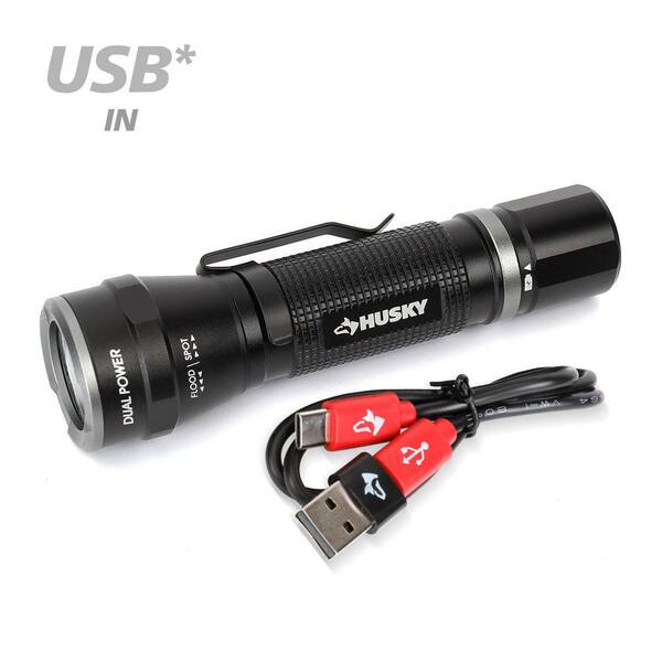 Husky 500-Lumens Rechargeable Dual Power Focusing Aluminum