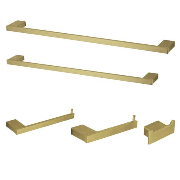 Kingston Brass Metzinger 5-Piece Bath Hardware Set in Brushed Brass ...