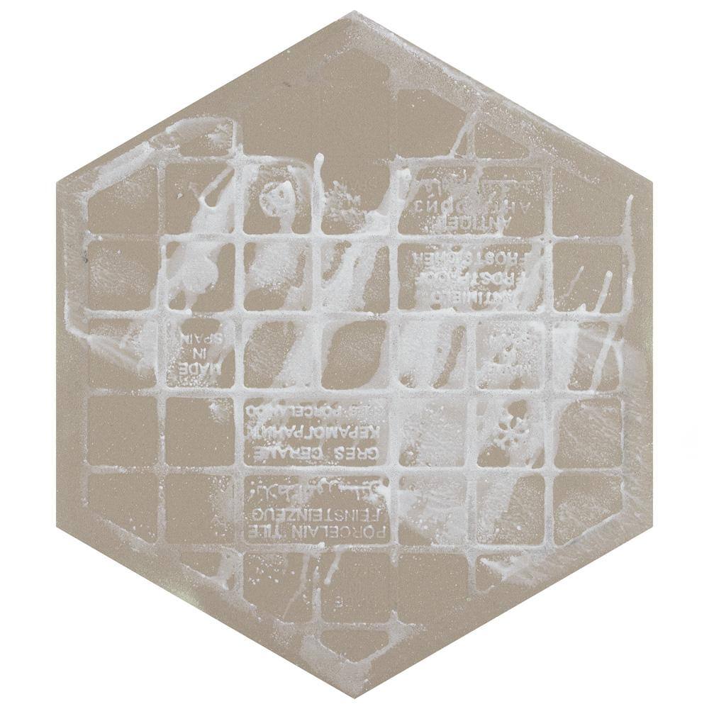 Transitional Glossy Silver Hex Porcelain Tile, 10" x 12"