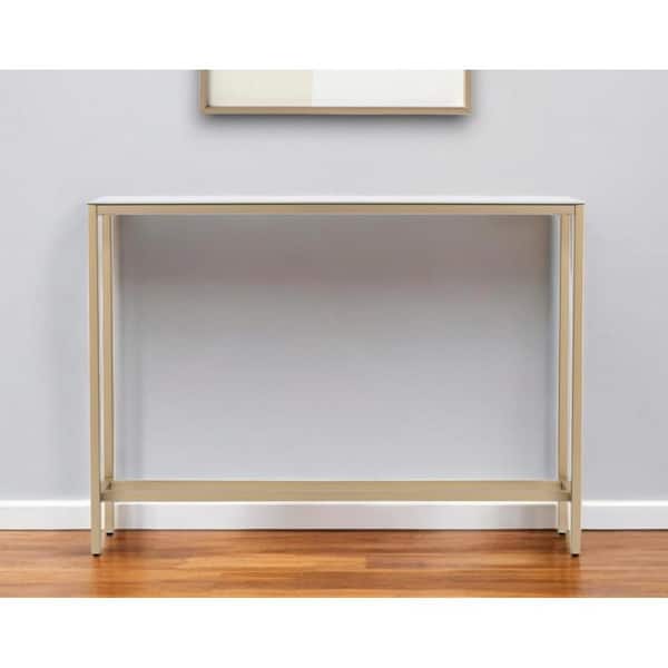 HomeRoots 42.5 in. Silver Rectangle Glass Console Table Mirrored