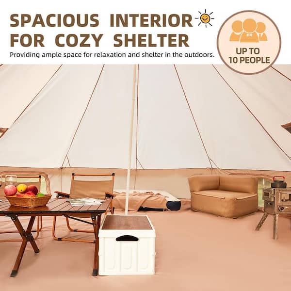 Trailblazer 13 ft. Beige Bell Tent with Stove Jack and Removable