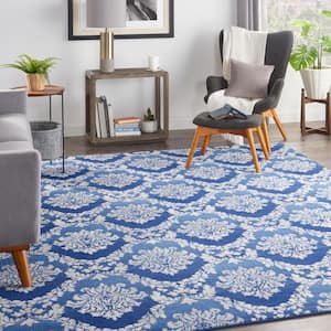 Whimsicle Blue 8 ft. x 10 ft. Floral French Country Area Rug