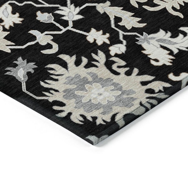 Chantille Machine Washable Indoor/Outdoor Abstract ACN1854 Black 8 ft. x 10 ft. Accent Rug