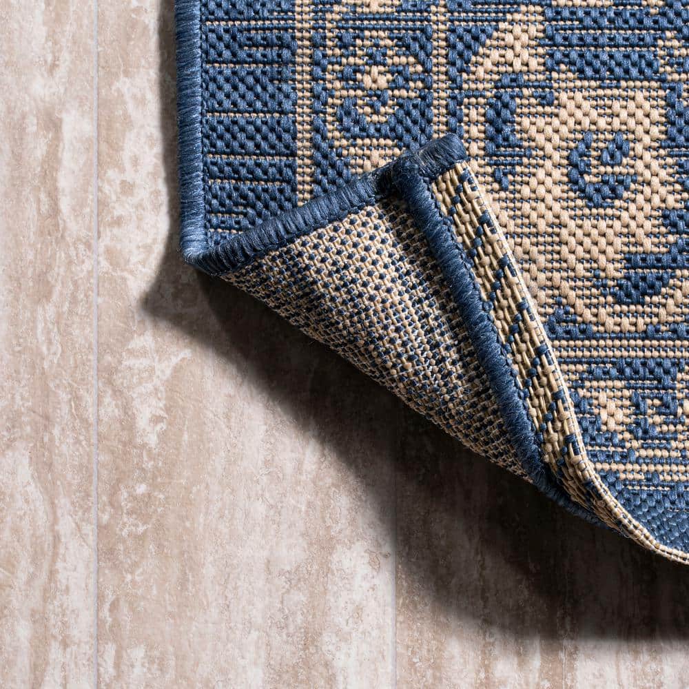 Mediterranean Dream Blue & Ivory Synthetic Medallion Rug