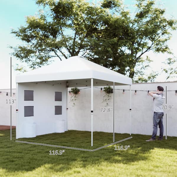 Outsunny 10 ft. x 10 ft. White Pop Up Canopy Tent with