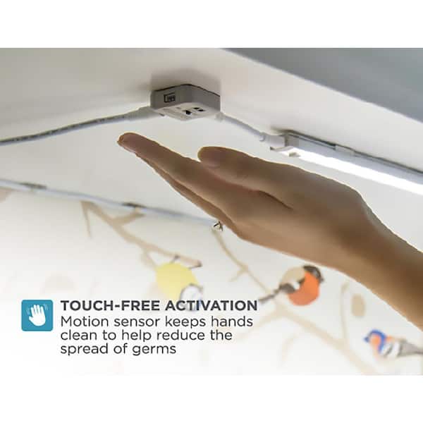 9 in. LED Cool White 4000K, Dimmable, 1-Bar Under Cabinet Lights Kit with Hands-Free On/Off (Tool-Free Plug-in Install)