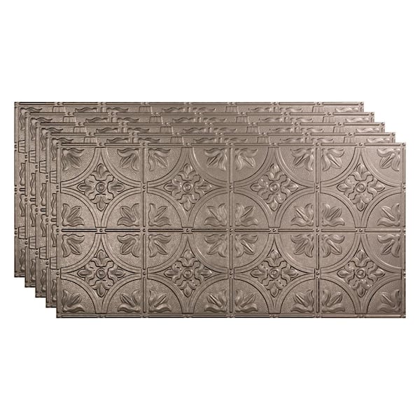 Traditional #2 2 ft. x 4 ft. Glue Up Vinyl Ceiling Tile in Galvanized Steel (40 sq. ft.)