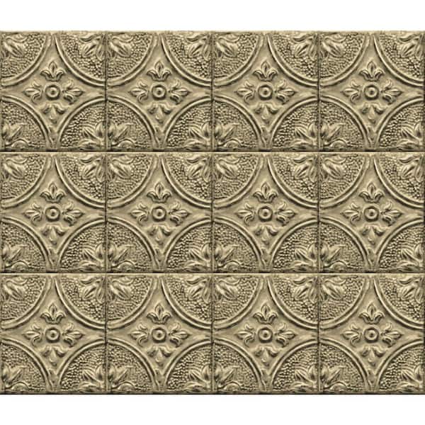 InHome Restored Tile Brass Brown Matte Peel and Stick Backsplash Wall Decal