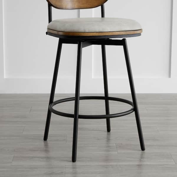 Spruce & Spring Aloysius 27 in. Grey High Back Bar Stools Metal