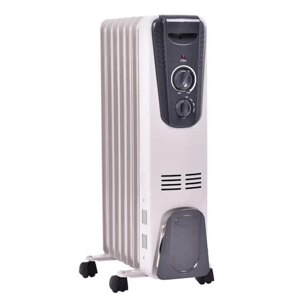 Costway 1500-Watt Electric Oil Filled Radiator Space Heater 5.7 Fin Thermostat Room Radiant