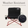 Rocking chair fabric is weather resistant to rain and water.
