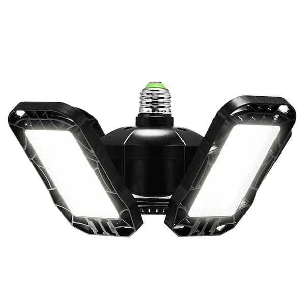 1-Pack 12 in. Foldable Industrial Black LED Garage Light Flush Mount 6000K Daylight for Garage or Utility Room