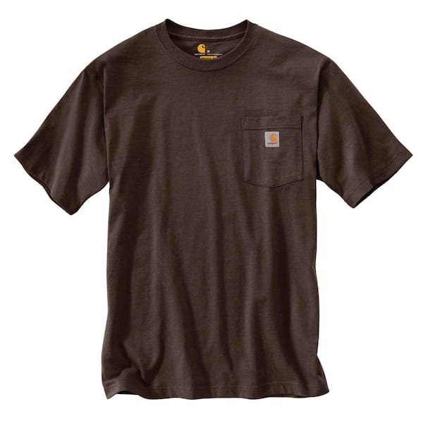 Carhartt Men's Tall XX Large Dark Brown Cotton Short-Sleeve T-Shirt