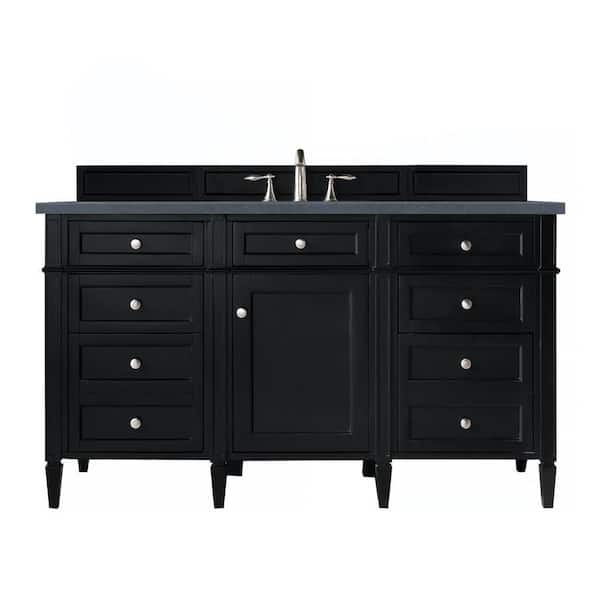 James Martin Vanities Brittany 60 in. W x 23.5 in.D x 345 in. H Single Bath Vanity in Black Onyx with Quartz Top in Charcoal Soapstone