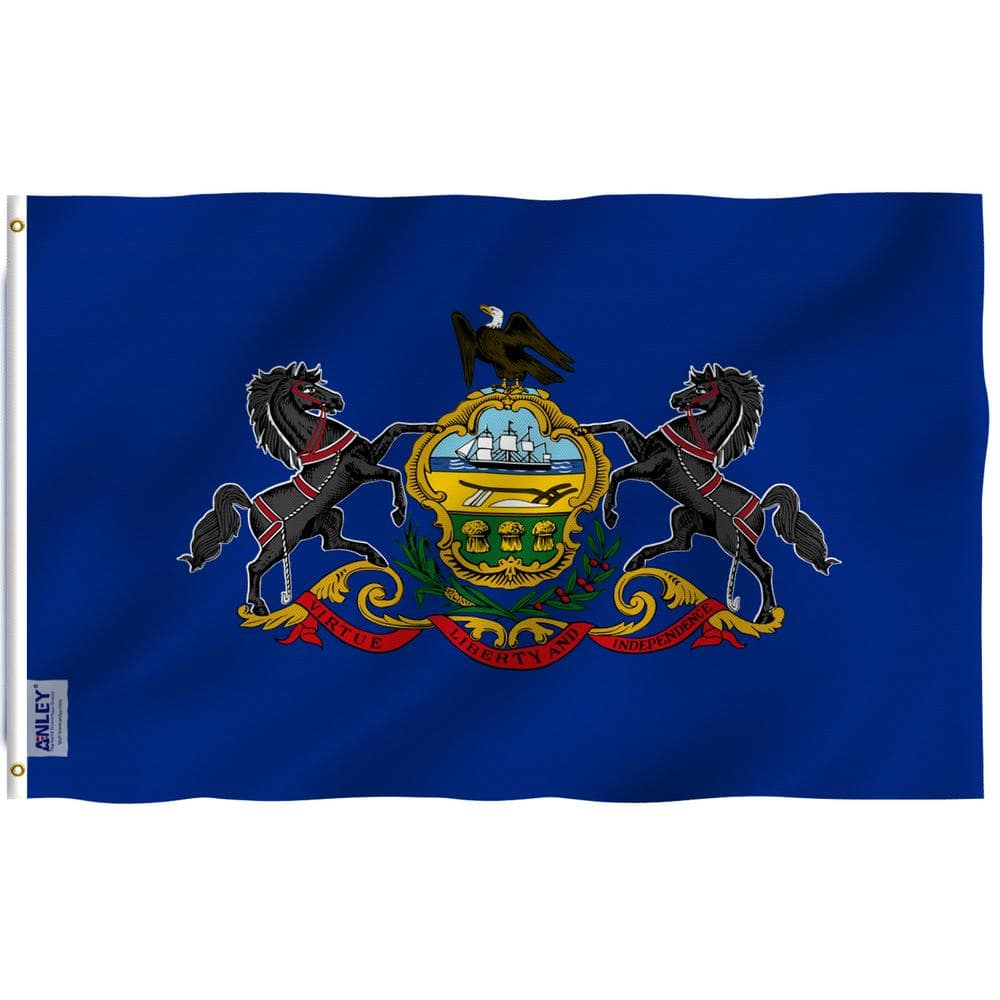 ANLEY Fly Breeze 3 ft. x 5 ft. Polyester Pennsylvania State Flag 2-Sided Flags Banners with Brass Grommets and Canvas Header