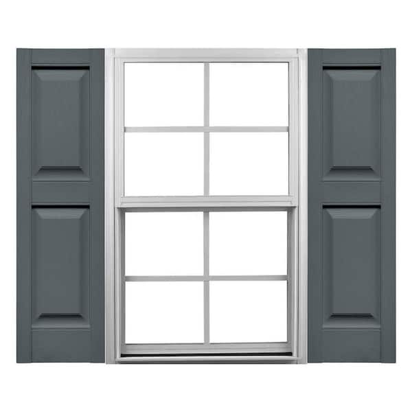 Ekena Millwork TailorMade 14.75 in. W x 32 in. H Raised Panel Vinyl Shutters Pair in Storm Cloud