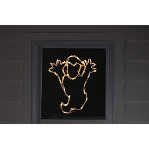 15 in. Lighted Ghost Halloween Window Silhouette Decoration