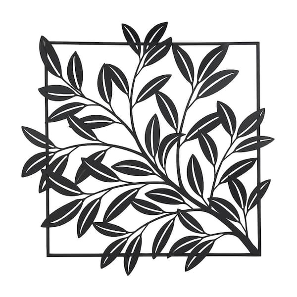 Litton Lane Metal Black Dimensional Cutout Leaf Wall Decor