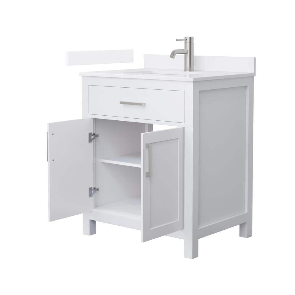 Beckett 30" White Wood Freestanding Vanity with Quartz Top