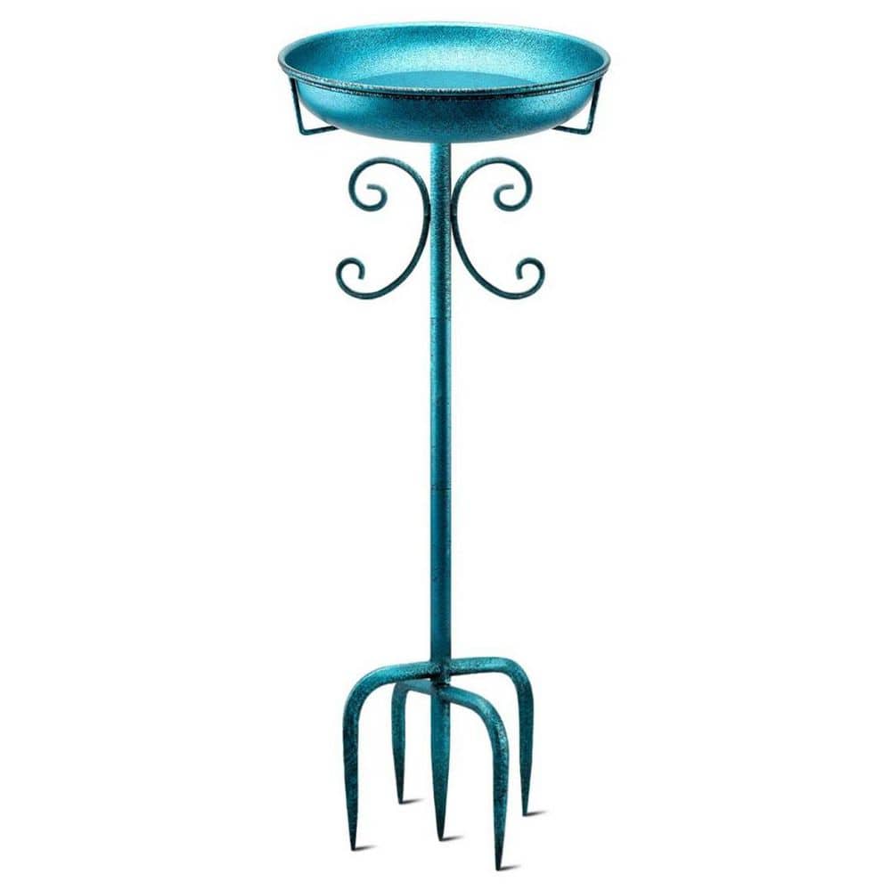 35 in. Metal Freestanding Bird Bath with 5-Pronged Base for Outdoor Garden Patio Yard Lawn Decor, Blue price history on PriceWatchPro