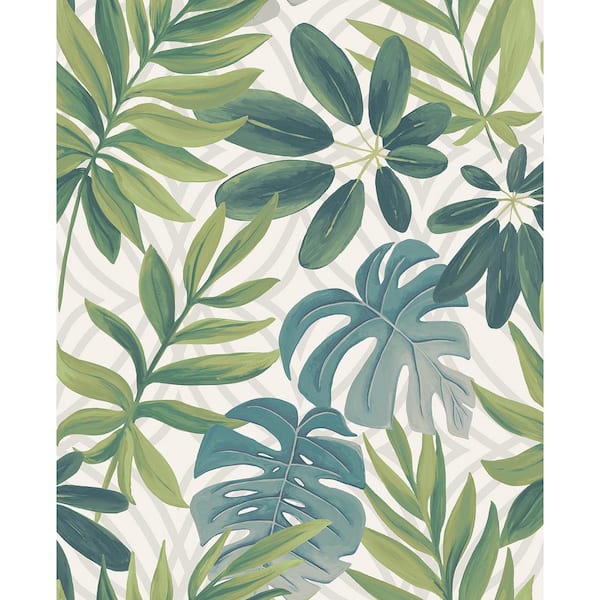 A-Street Prints Nocturnum White Leaf Paper Strippable Roll Wallpaper (Covers 56.4 sq. ft.)