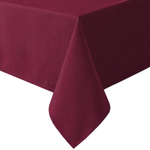 60 in. x 120 in. Linen Textured Table Cloths, Spill-Proof Waterproof Table Cover for Dining, Red