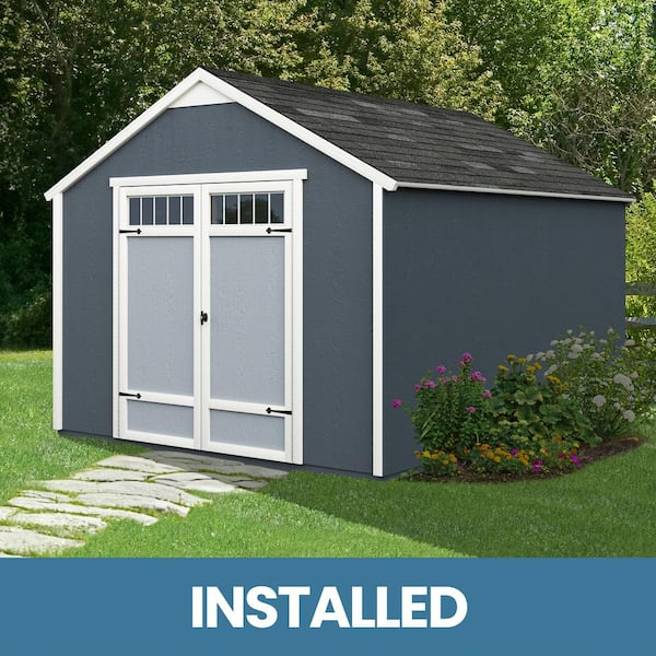Handy Home Products Professionally Installed Kennesaw 10 ft. W x 12 ft. D Outdoor Wood Storage Shed -Driftwood Gray Shingles (120 sq. ft.)