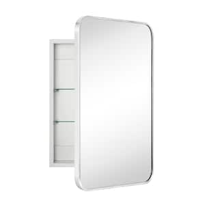 Garnes 16.5 in. W x 24 in. H Rectangular Recessed or Surface Mount Medicine Cabinet with Mirror in Polished Nickel