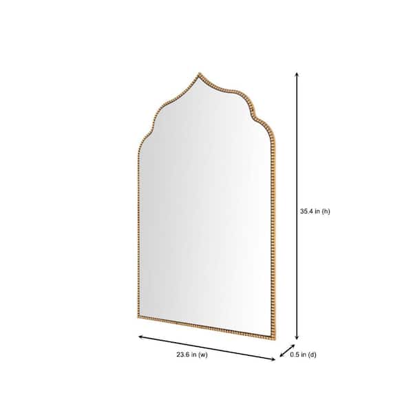 Medium Ornate Arched Gold Antiqued Classic Accent Mirror (35 in. H x 24 in. W)