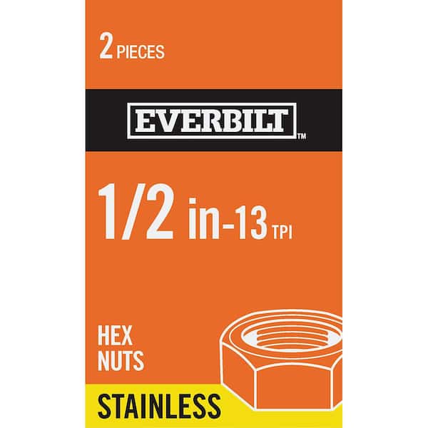 Everbilt 1/2 in.-13 Stainless Steel Hex Nut (2-Pack)