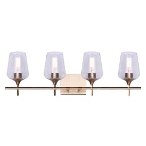 Gabrielle 4-Light Gold Vanity Light with Clear Glass Shades