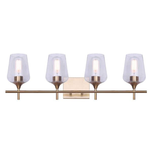 Gabrielle 4-Light Gold Vanity Light with Clear Glass Shades