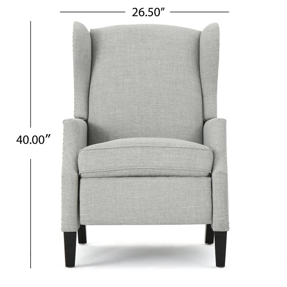 Gray Moss Wing Chair Recliner with Plush Polyester Upholstery
