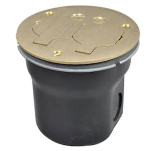 Wiremold 862 Series 3/4 in. 15 Amp Round 2-Outlet Floor Box Brass