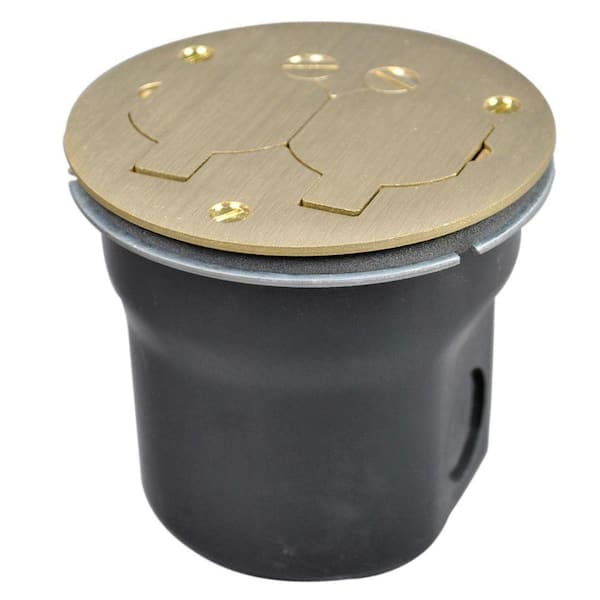 Legrand Wiremold 862 Series 3/4 in. 15 Amp Round 2-Outlet Floor Box Brass