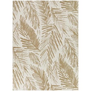 Lascelles Tan 5 ft. x 7 ft.  Palm Leaf Indoor/Outdoor Area Rug