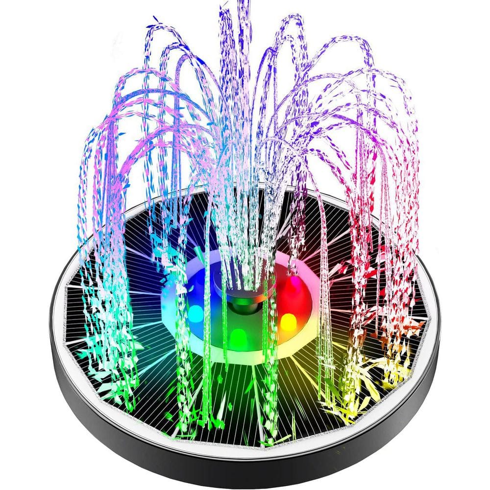 Floating Solar Water Fountain with Glass Panel, Colorful LED Lights, 2200mAh Battery, 4 Fixed Rods, Anti-Drift Design price history on PriceWatchPro