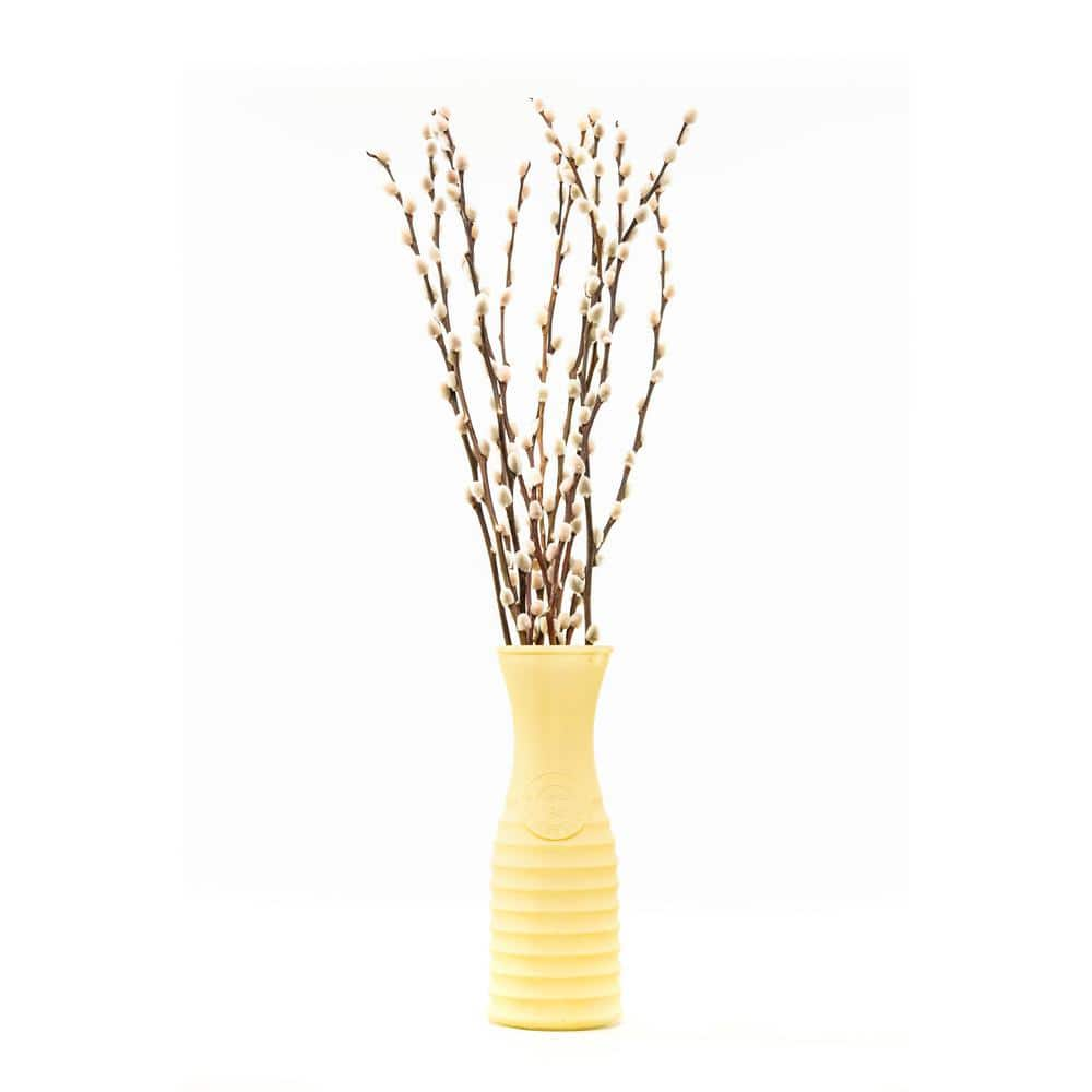 10 In Willow Design Pussy Willow Assorted Mix Salix Caprea Plant With Yellow Vase Wily 01 The Home Depot