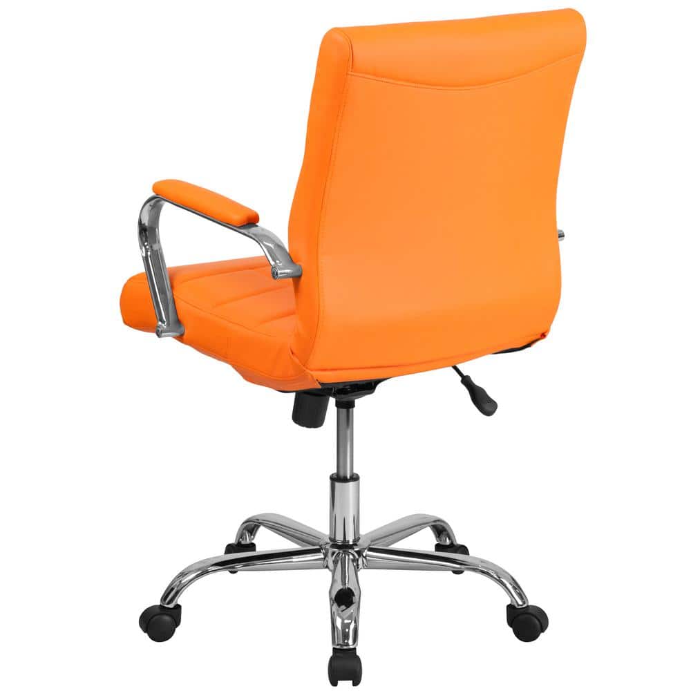 Vivian Mid-Back Orange Vinyl Executive Swivel Chair with Chrome Base