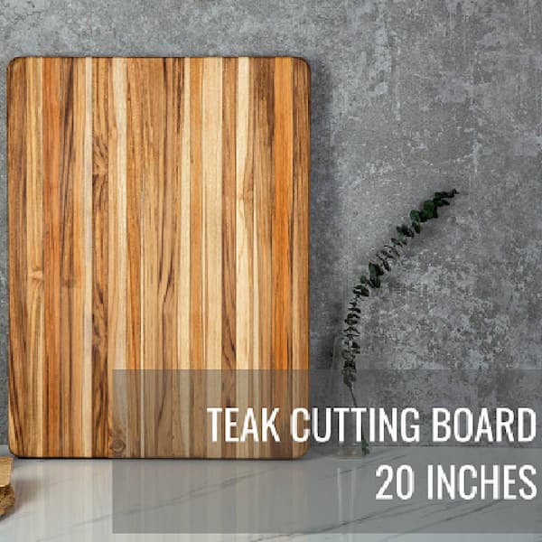 10-Piece 15.5 in. Natural Brown Small Teak Rectangular Cutting Board Set