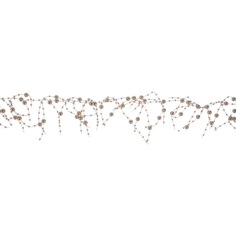 Metallic Rose Gold Beaded Christmas Garland for Outdoor Decor