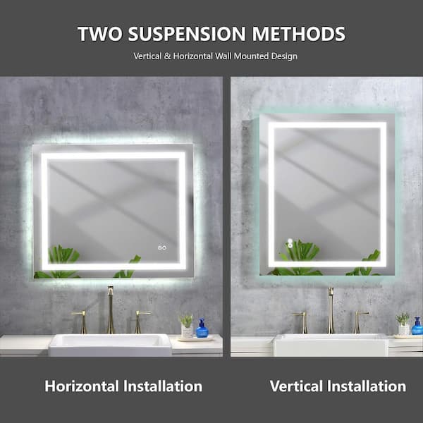 DP Home LED Mirror for Bathroom Vanity Mirror with Lights Wall Mounted  Bathroom Mirror Lagre Bathroom Mirror for Wall Backlit LED Bathroom Mirror  60 x