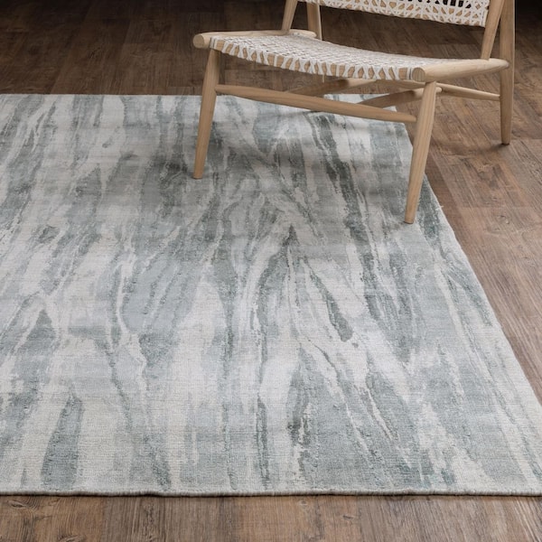 Cadence Green/Ivory 9 ft. x 12 ft. Abstract Wool-Viscose Hand-Loomed Indoor Area Rug