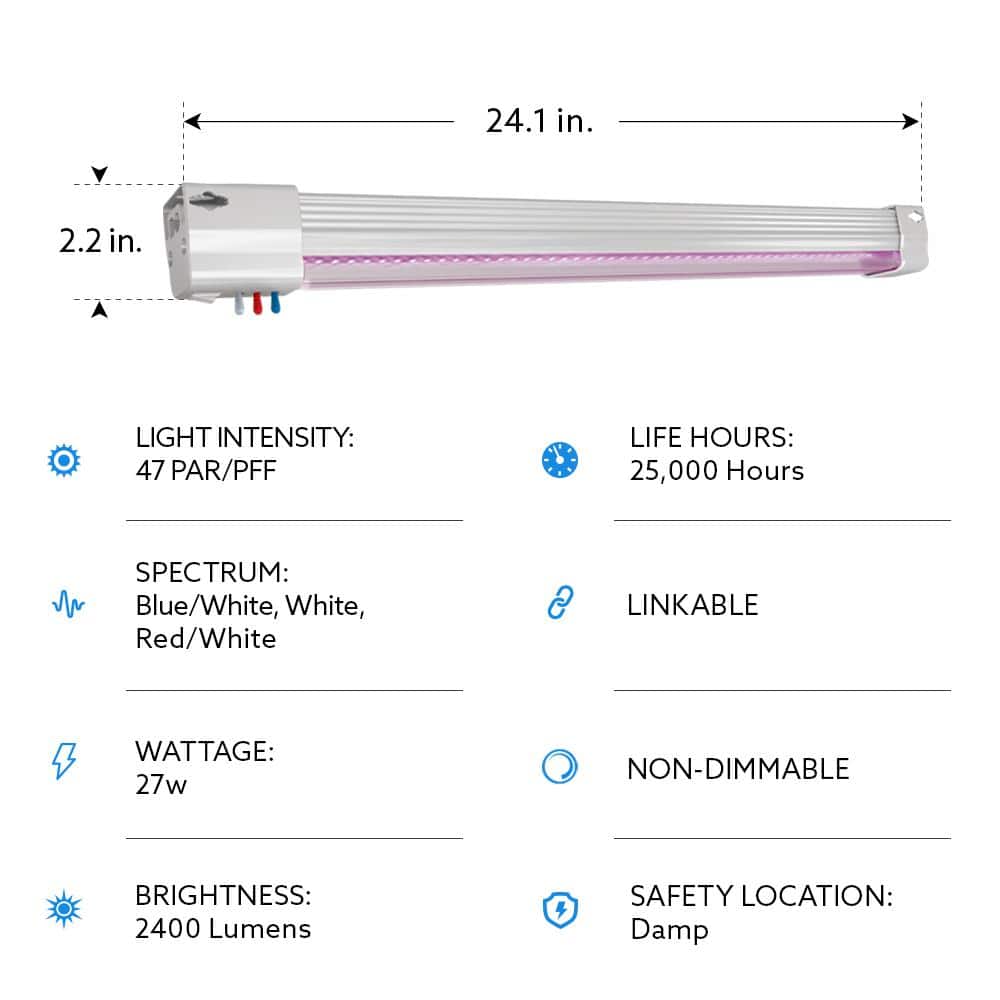Feit 2' White Plastic Full Spectrum Hydroponic Grow Light
