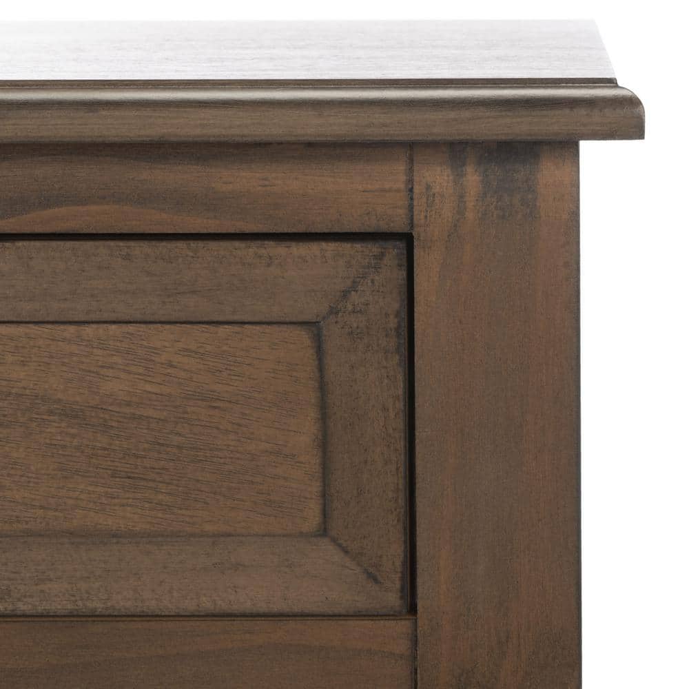Whitney Farmhouse Brown Wood and Metal Accent Table with Storage