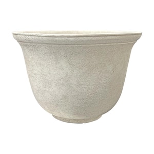 14 in. Dia Ivory Resin Springfield Textured Planter