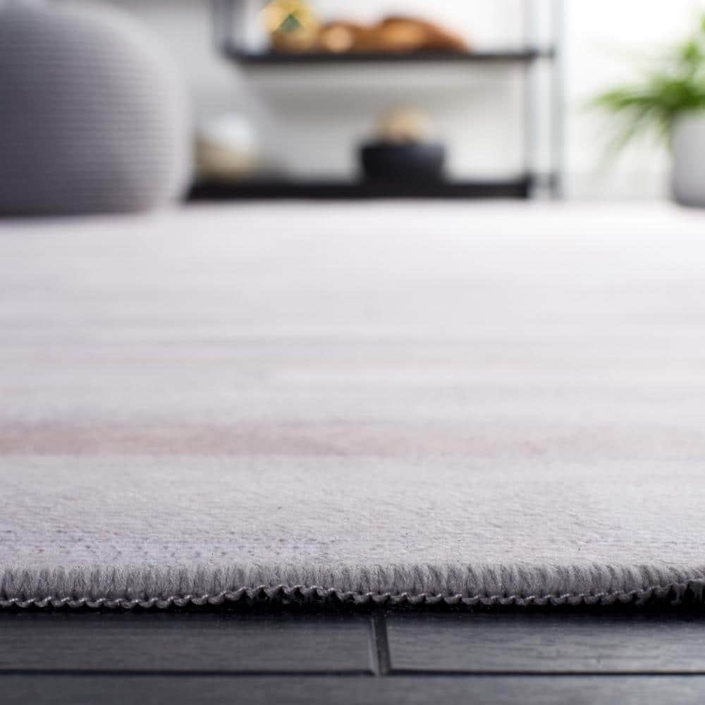 Gray and Ivory Faux Fur 9' x 12' Non-Slip Area Rug