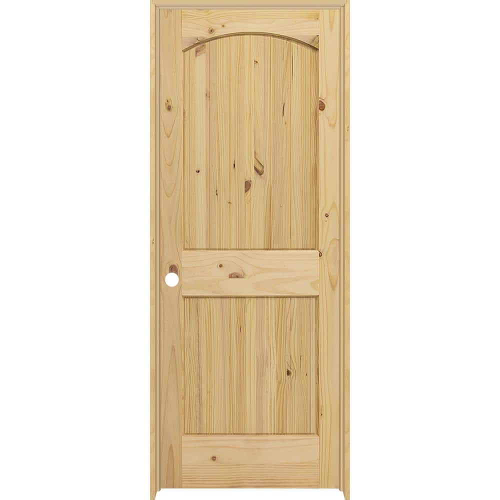 28 in. x 80 in. 2-Panel Archtop Right-Hand Unfinished Knotty Pine Wood Single Prehung InteriorDoor with Nickel Hinges price history on PriceWatchPro